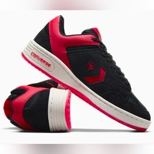 NWOB Converse Weapon Suede Low Top Black Red Sneakers Mens US 9